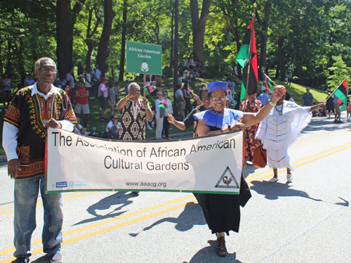 African American Cultural Garden in Parade of Flags on One World Day